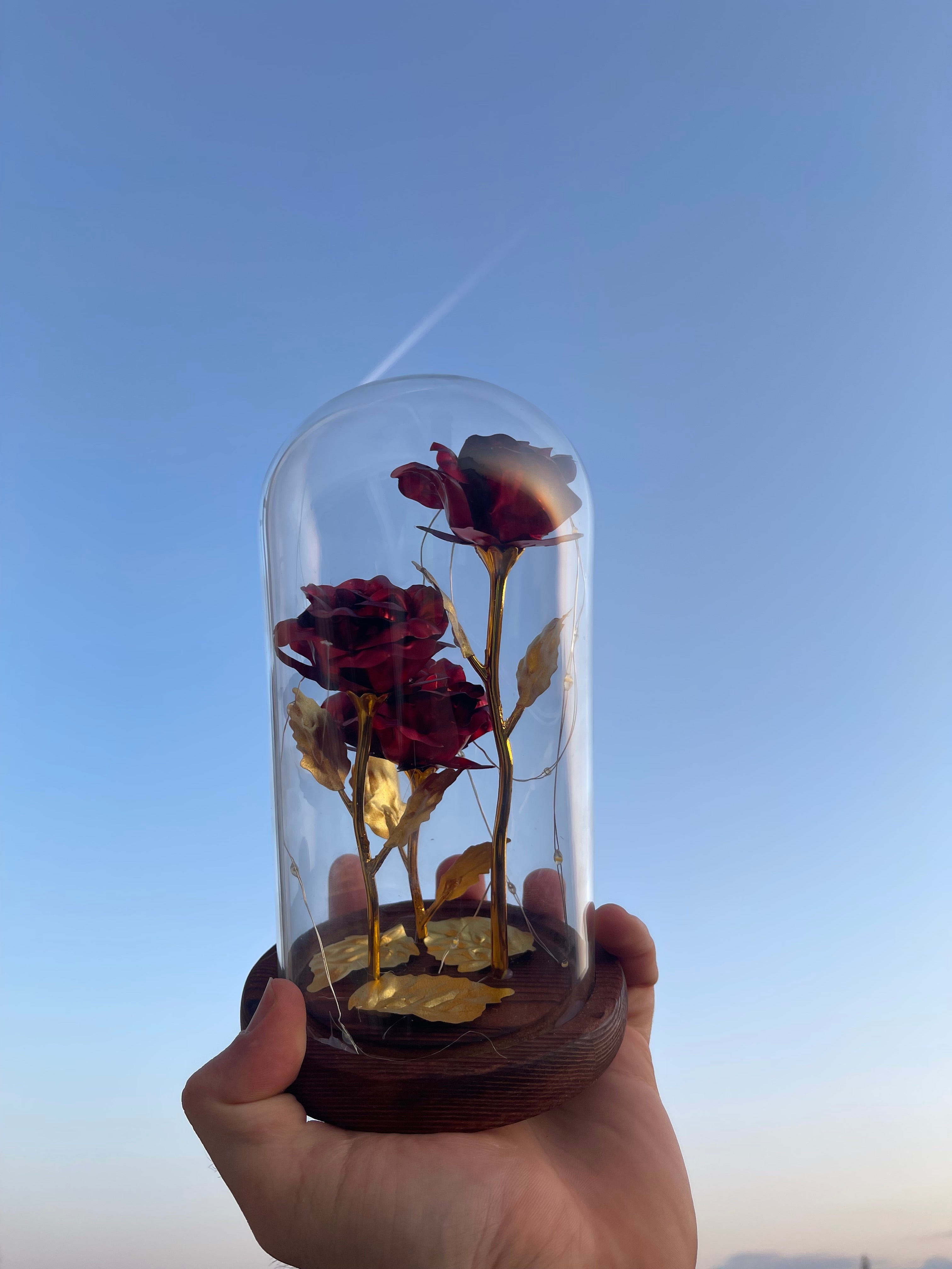 3 Zlatne ruže u staklenom zvonu