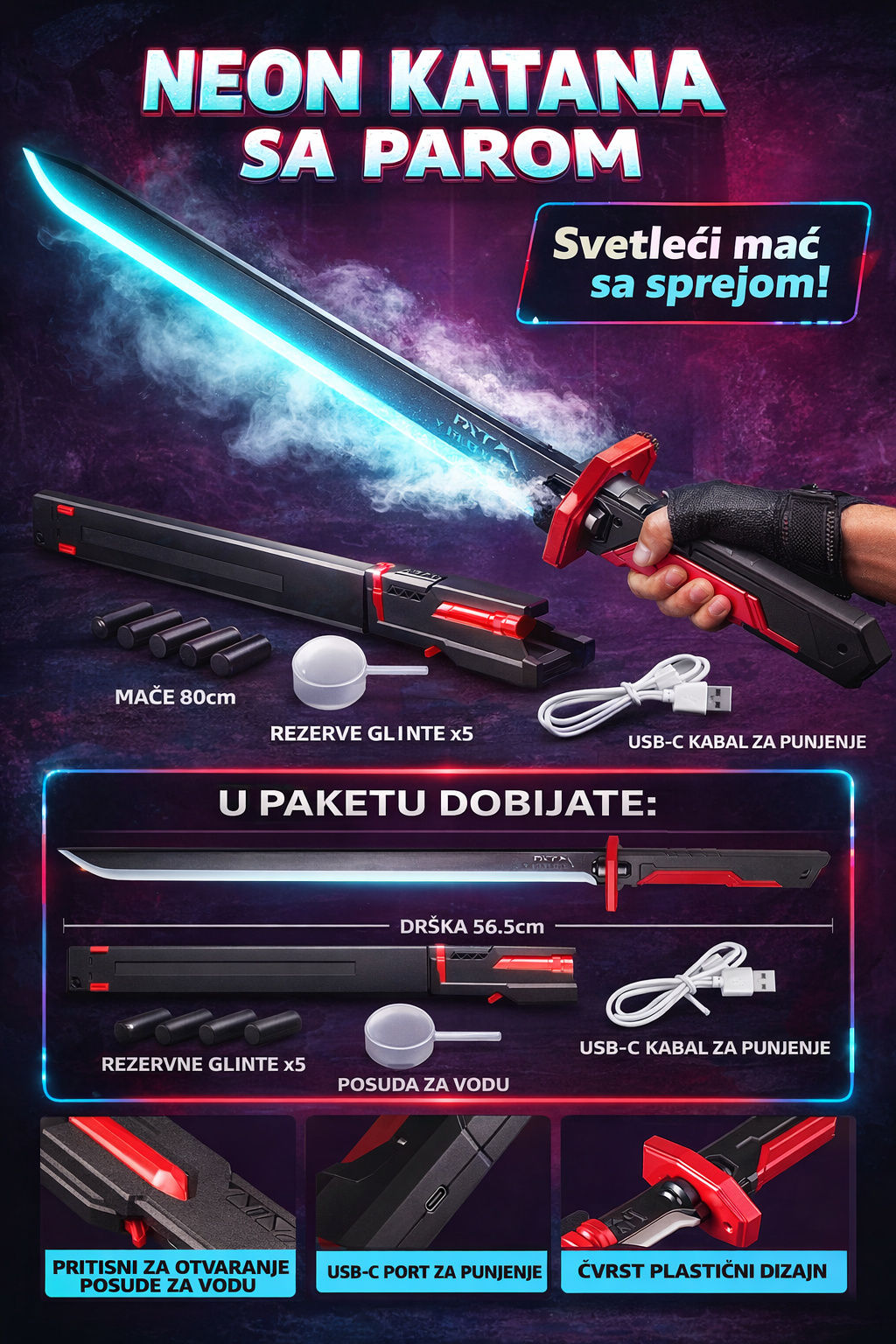 LED Katana sa Maglenim Efektom