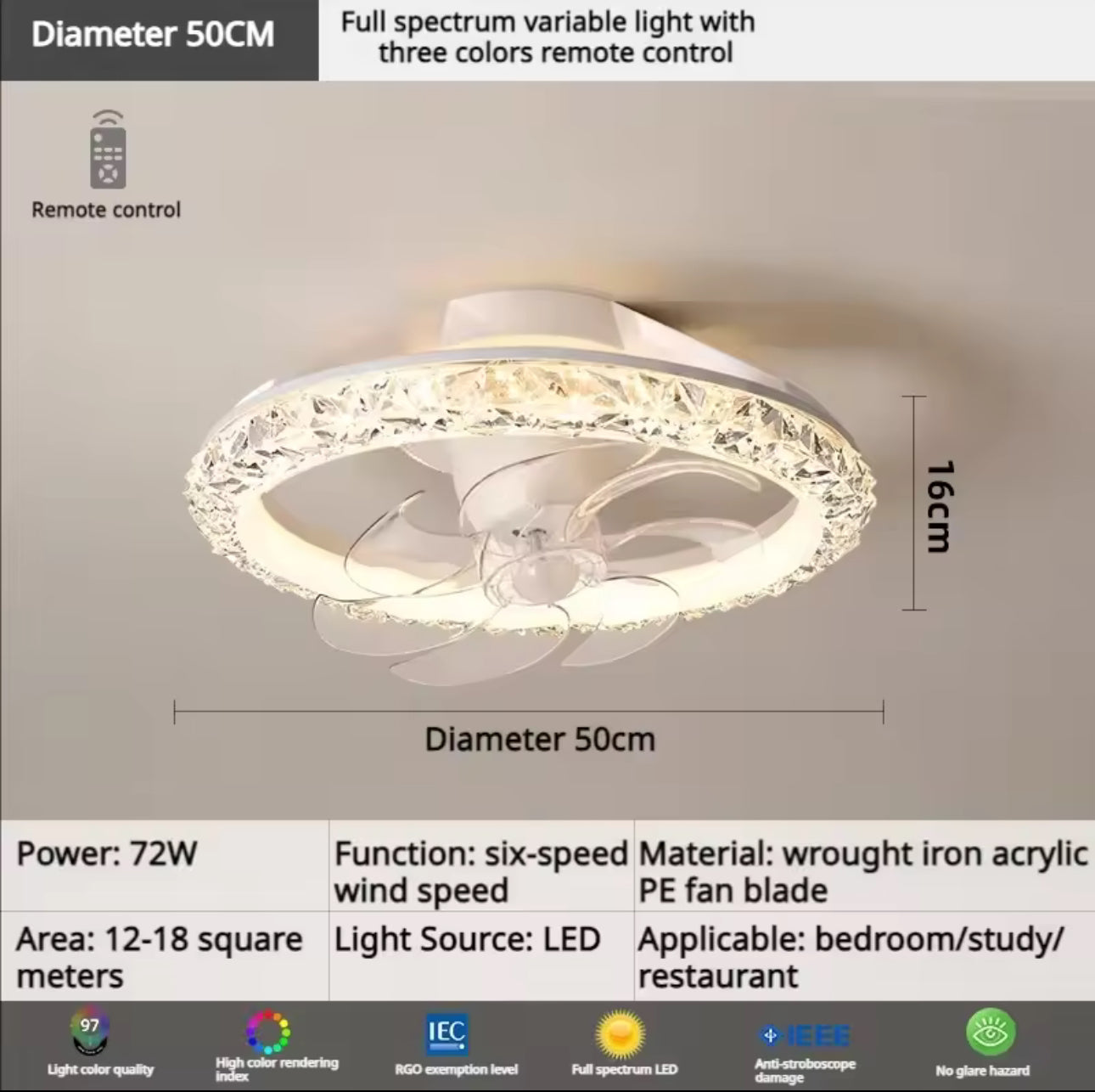 Luster ventilator Kristali